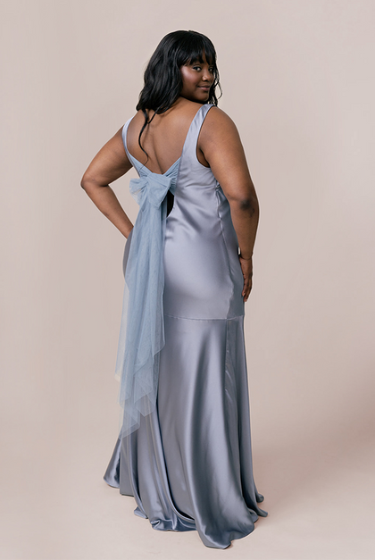 Model: Laken; Size: 24; Color: French Blue Satin + Tulle