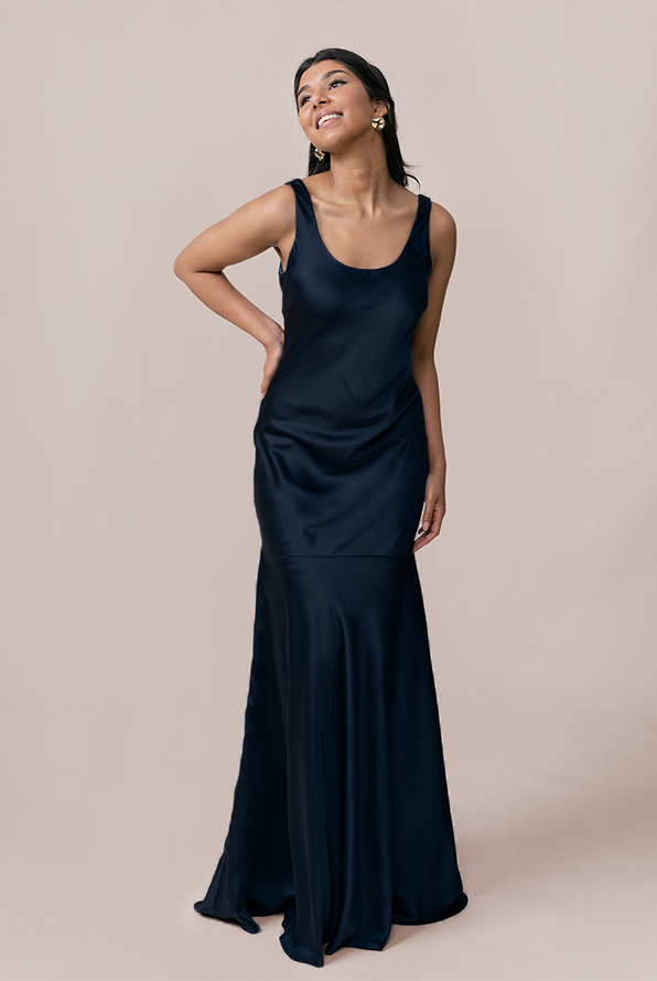 Lana Satin + Tulle Dress | Made To Order Eucalyptus Satin / Eucalyptus Tulle Lana Satin + Tulle Dress | Made To Order Eucalyptus Satin / Eucalyptus Tulle