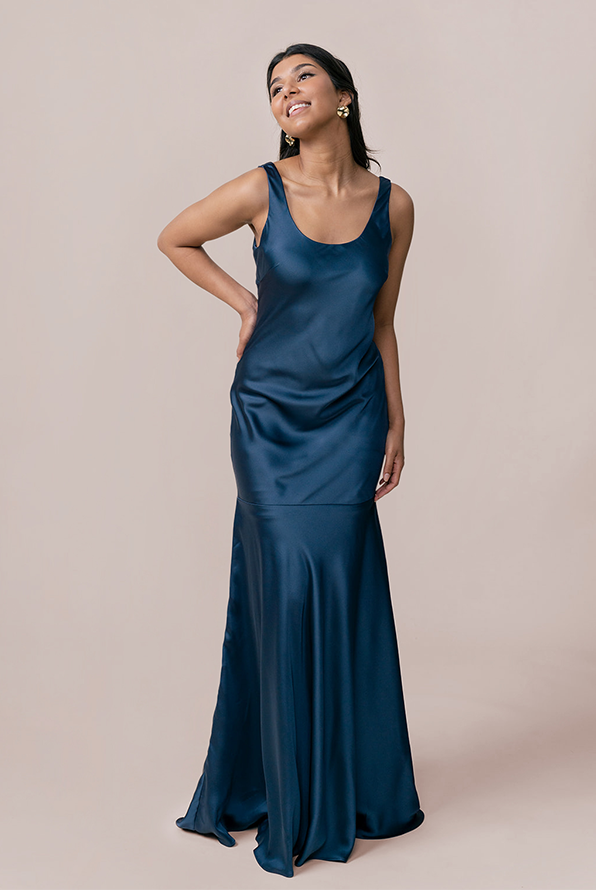 taffeta empire blue dress