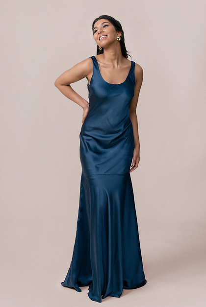 Model: Jacinth; Size: 4; Color: Romantic Blue Satin + Tulle