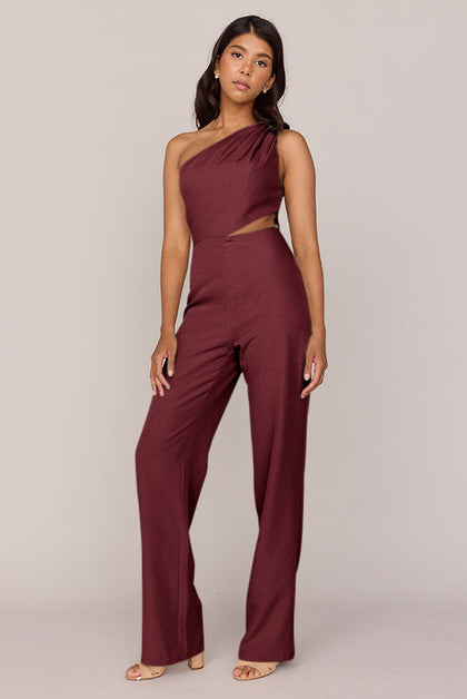 Lennon Crepe Jumpsuit | Made To Order - Cabernet