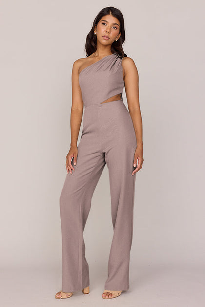 Lennon Crepe Jumpsuit | Made To Order - Latte