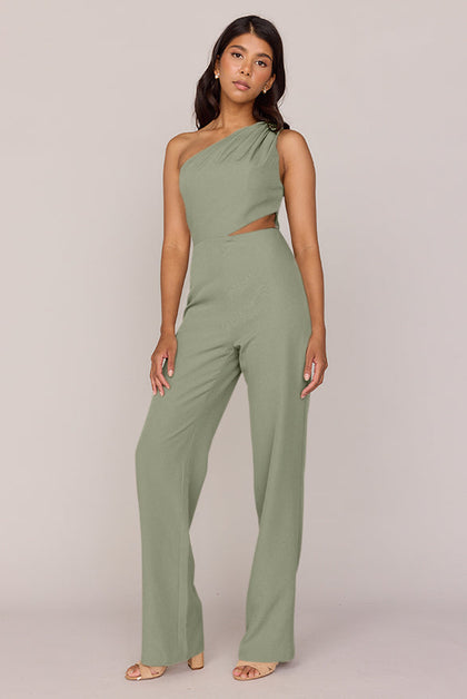 Lennon Crepe Jumpsuit | Made To Order - Moss