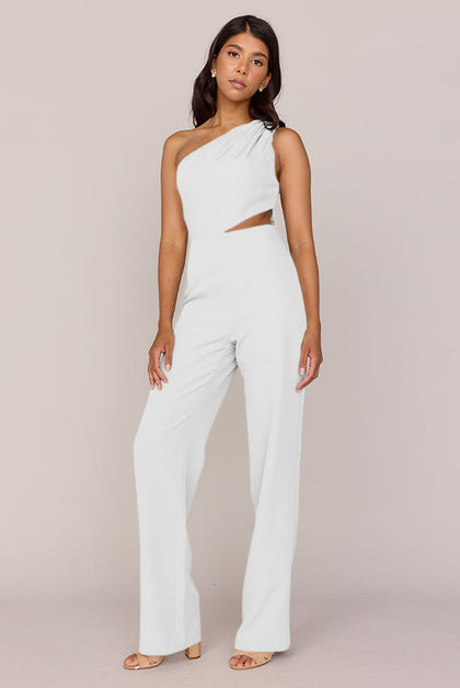 Lennon Crepe Jumpsuit | Made To Order - White Pearl