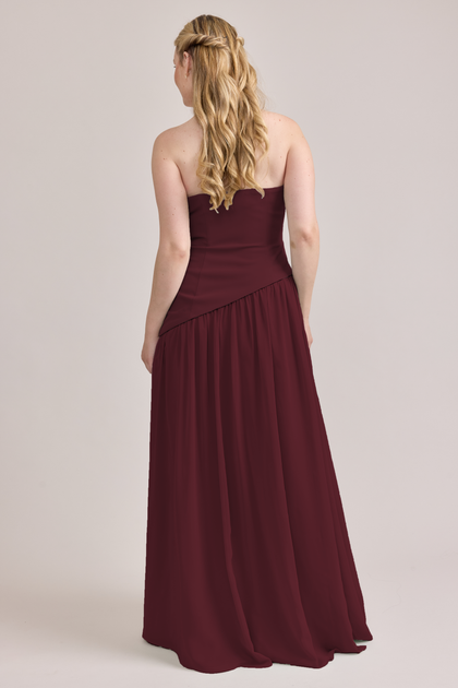 Lennox Crepe + Chiffon Dress | Made To Order | Cabernet Crepe / Cabernet Chiffon