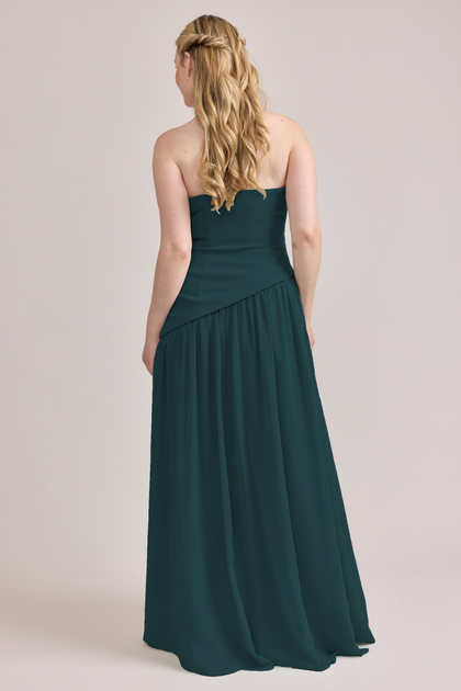 Lennox Crepe + Chiffon Dress | Made To Order | Classic Emerald Crepe / Classic Emerald Chiffon