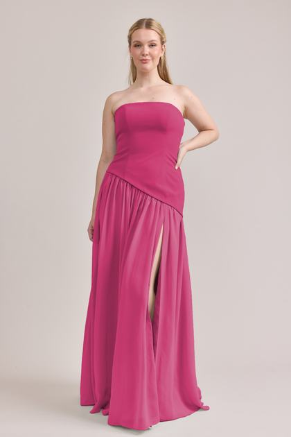 Lennox Crepe + Chiffon Dress | Made To Order | Malibu Pink Crepe / Malibu Pink Chiffon