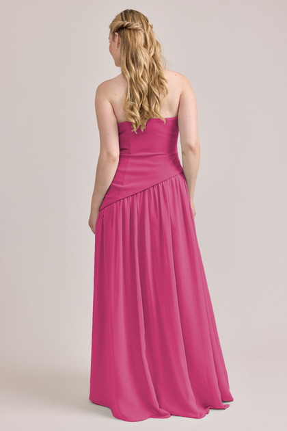 Lennox Crepe + Chiffon Dress | Made To Order | Malibu Pink Crepe / Malibu Pink Chiffon