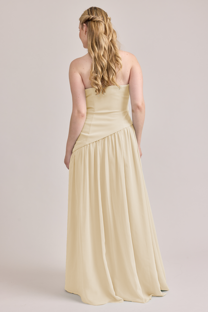 Lennox Crepe + Chiffon Dress | Made To Order | Pale Yellow Crepe / Pale Yellow Chiffon