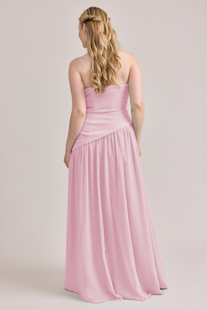 Lennox Crepe + Chiffon Dress | Made To Order | Perfect Pink Crepe / Perfect Pink Chiffon