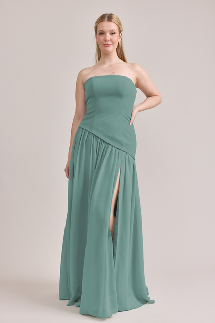 Lennox Crepe + Chiffon Dress | Made To Order | Rosemary Crepe / Rosemary Chiffon