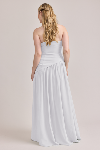 Lennox Crepe + Chiffon Dress | Made To Order | White Pearl Crepe / White Pearl Chiffon