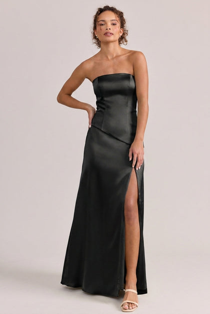 Lennox Satin Dress | Black