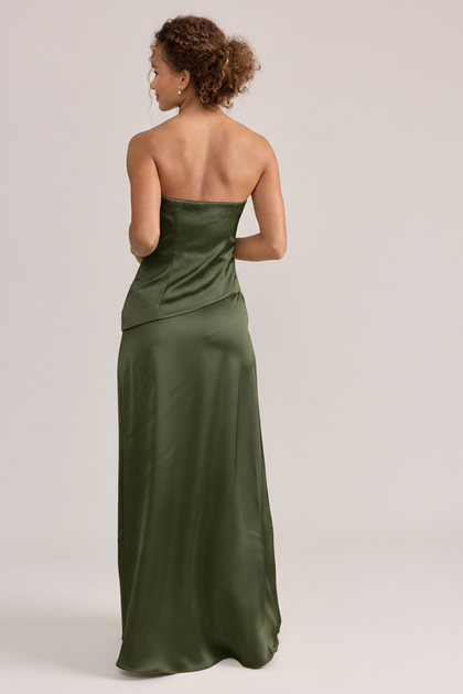 Lennox Satin Dress | Made To Order | Deep Olive