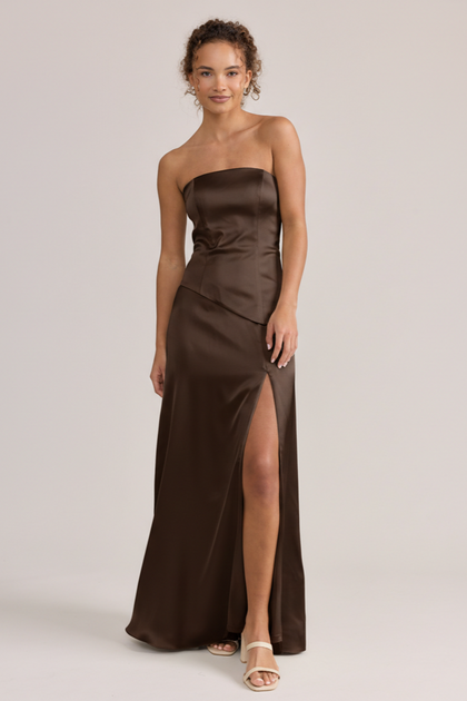 Lennox Satin Dress | Made To Order | Espresso