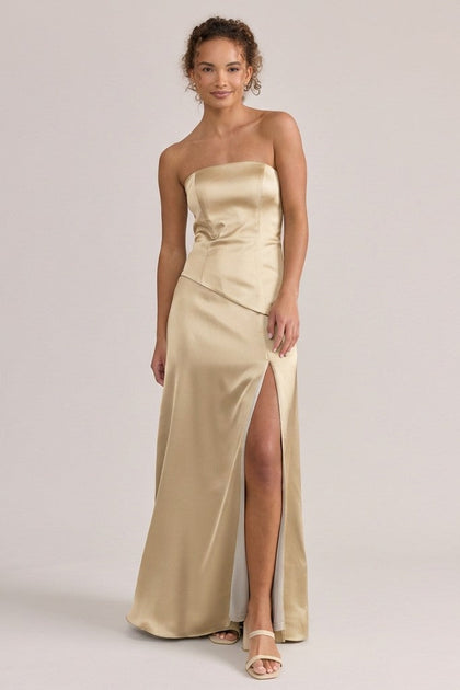 Lennox Satin Dress | Made To Order | Gold Champagne