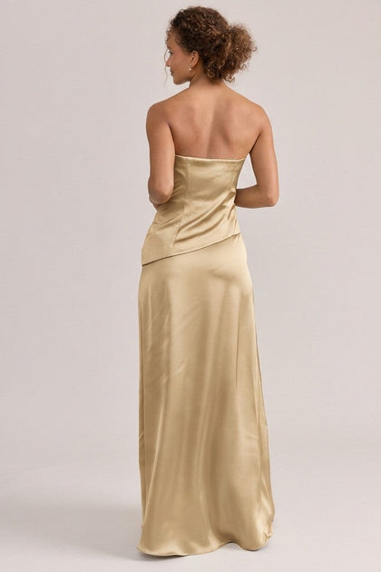 Lennox Satin Dress | Made To Order | Gold Champagne