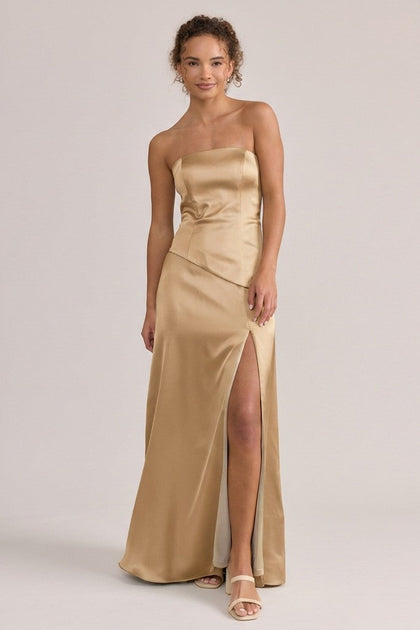 Lennox Satin Dress | Made To Order | Honey Beige