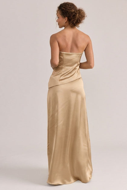 Lennox Satin Dress | Made To Order | Honey Beige