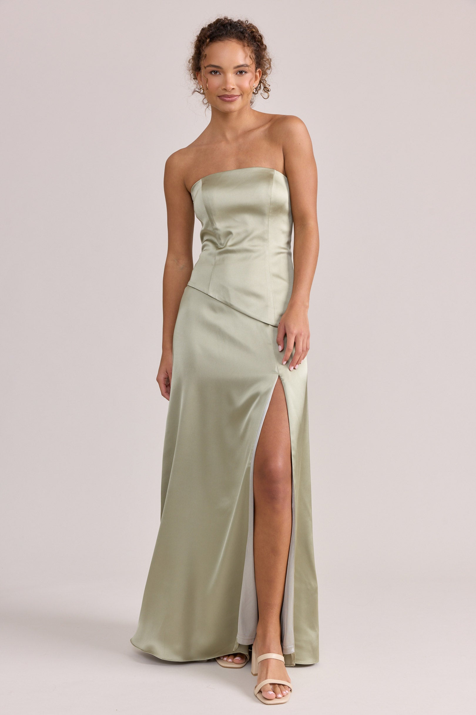 Lennox Satin Dress | Made To Order Silver Sage