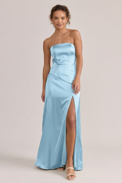 Lennox Satin Dress | Made To Order | Light Blue