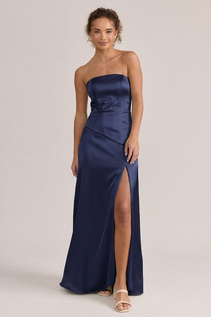 Lennox Satin Dress | Made To Order | Navy Blue