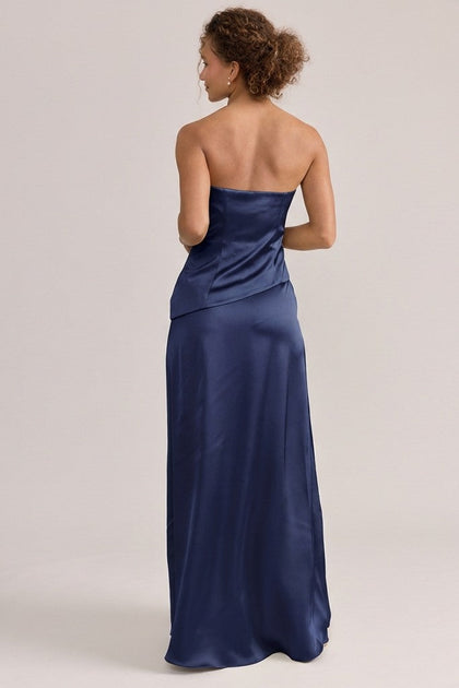 Lennox Satin Dress | Made To Order | Navy Blue