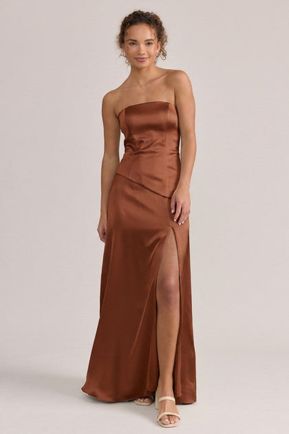 Lennox Satin Dress | Made To Order | Rust