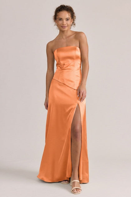 Lennox Satin Dress | Made To Order | Tangerine