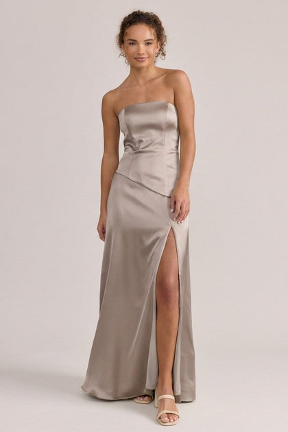 Lennox Satin Dress | Made To Order | Taupe