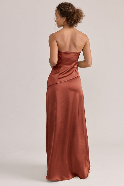 Lennox Satin Dress | Made To Order | Rust