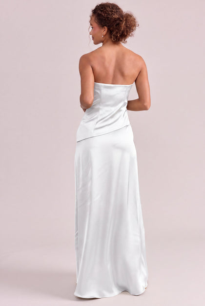 Lennox Satin Dress | White Pearl