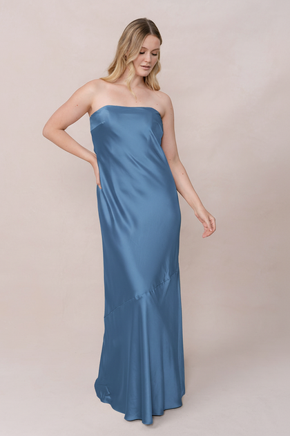 Leo Satin Dress | Made To Order | True Blue