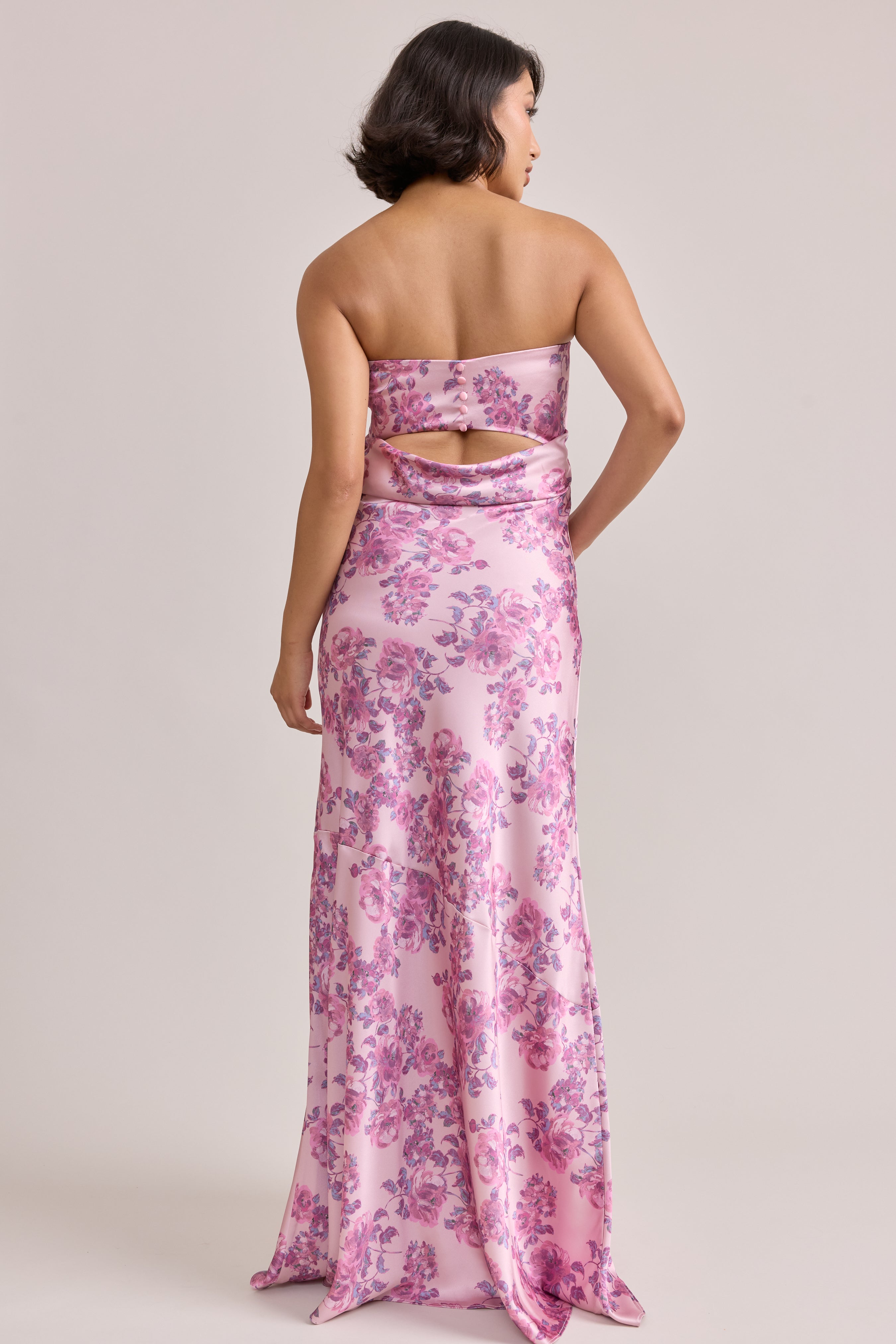 floral print dresses Leo Satin Floral Print Dress