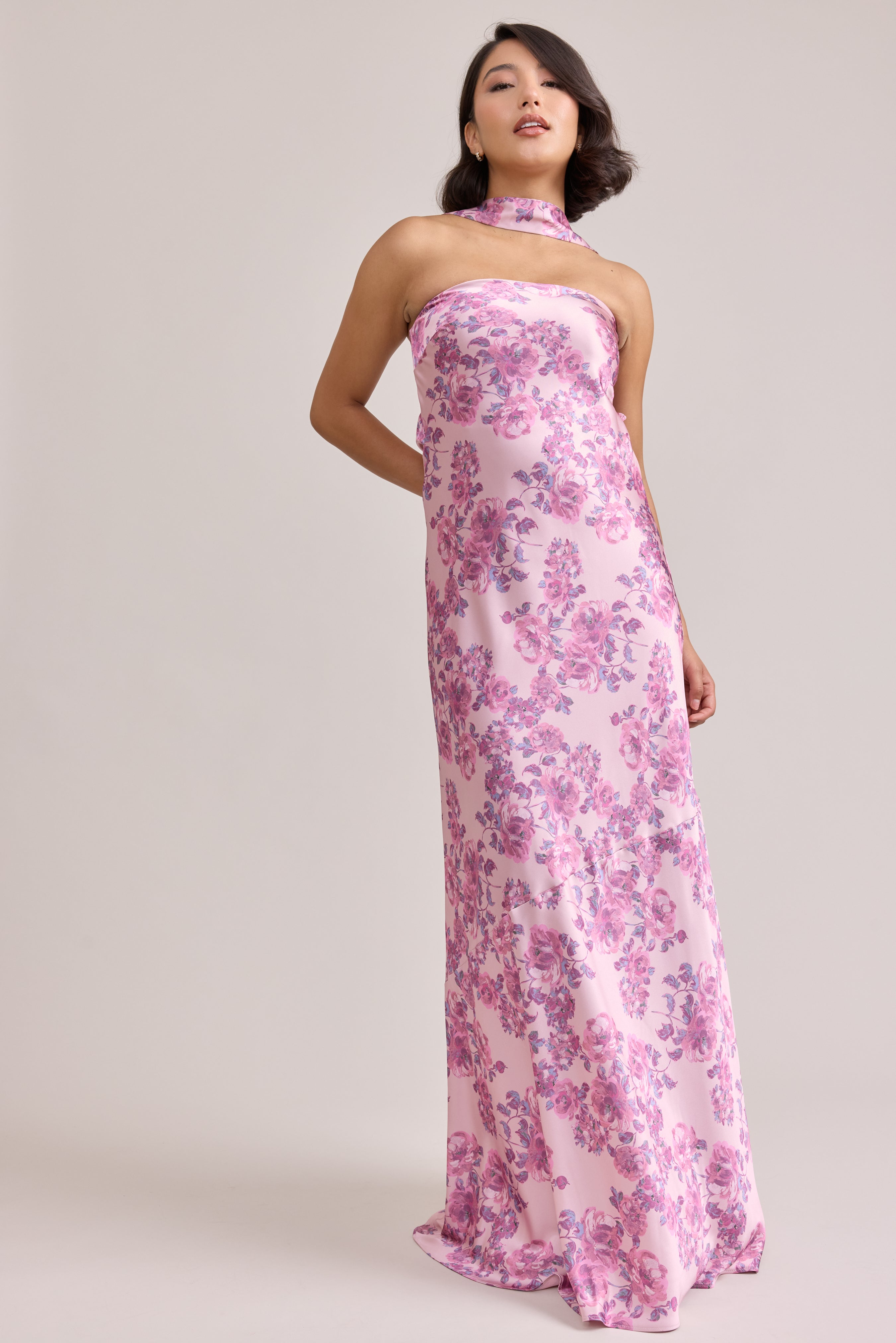 Leo Satin Floral Print Dress