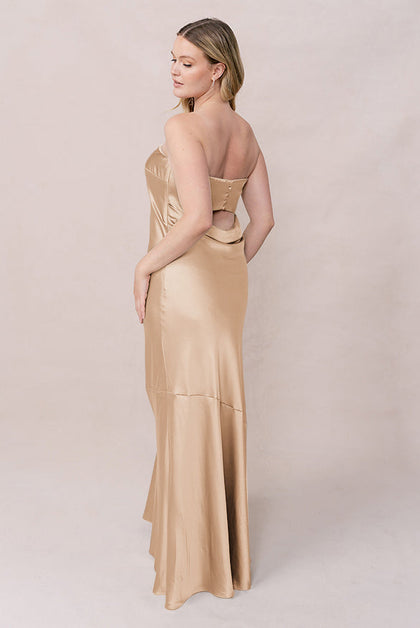 Leo Satin Dress | Made To Order | Honey Beige