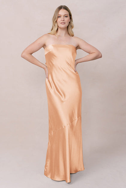 Leo Satin Dress | Made To Order | Peach