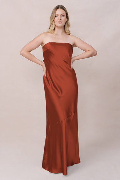 Leo Satin Dress | Made To Order | Rust