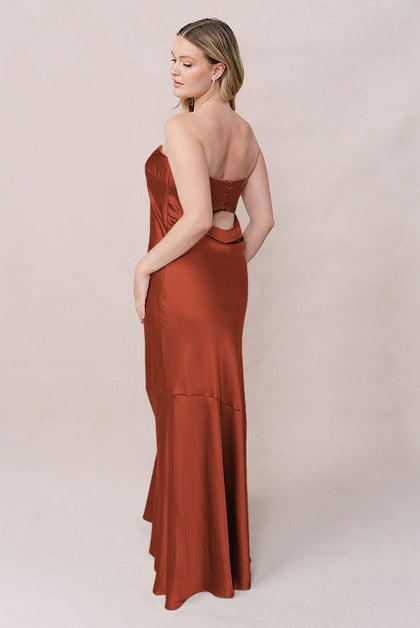 Leo Satin Dress | Made To Order | Rust