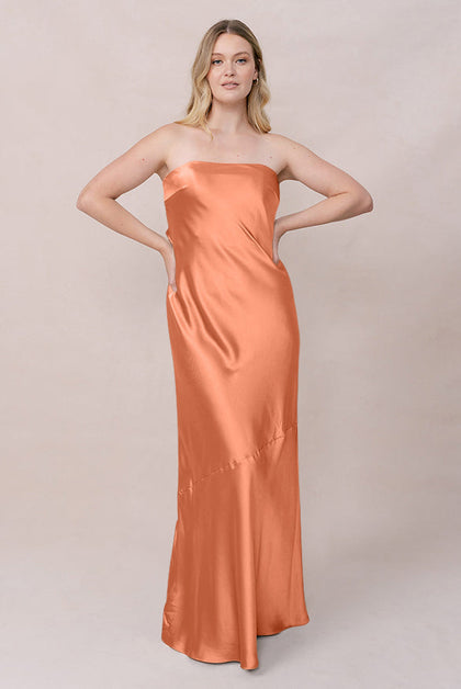 Leo Satin Dress | Made To Order | Tangerine