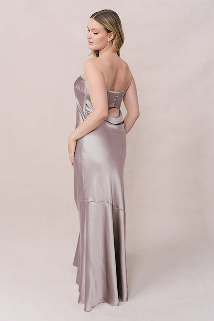 Leo Satin Dress | Made To Order | Taupe