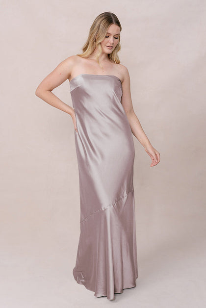 Leo Satin Dress | Made To Order | Taupe
