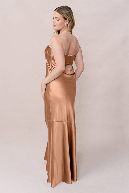 Leo Satin Dress | Made To Order | Toffee