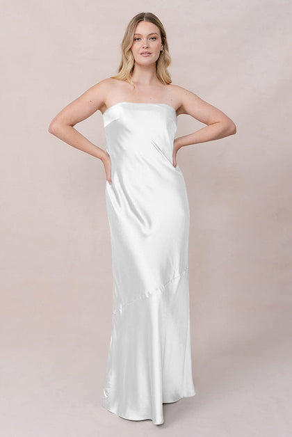 Leo Satin Dress | Made To Order | White Pearl