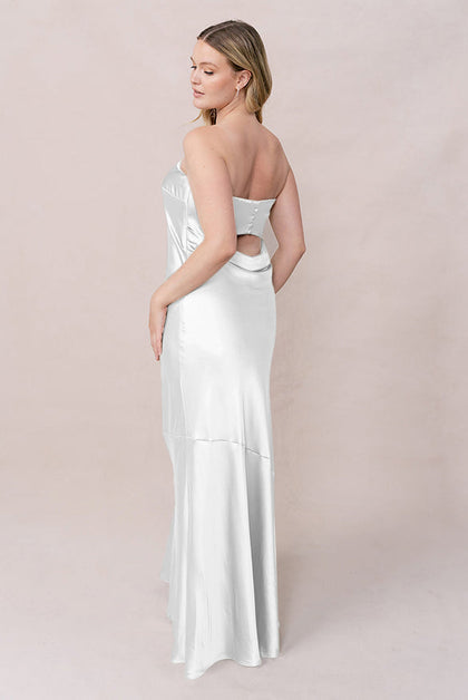 Leo Satin Dress | Made To Order | White Pearl