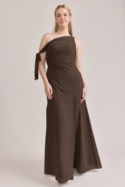 Livvy Chiffon Dress | Made To Order | Espresso