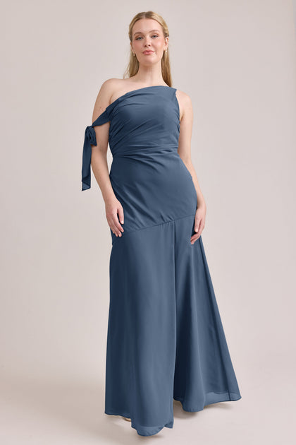Livvy Chiffon Dress | Made To Order | Dusty Blue