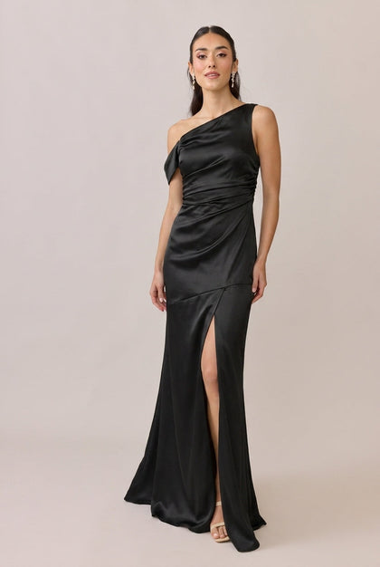 Livvy Satin Dress | Made To Order | Black