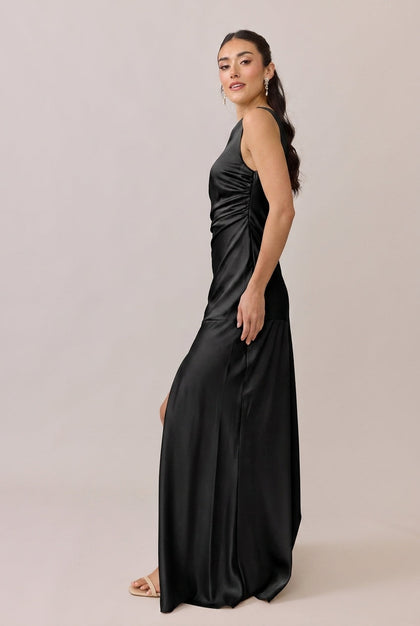 Livvy Satin Dress | Made To Order | Black