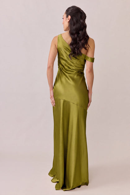 Livvy Satin Dress | Made To Order | Chartreuse